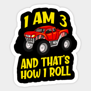 3rd Birthday Monster Truck Kids Car Gift Sticker